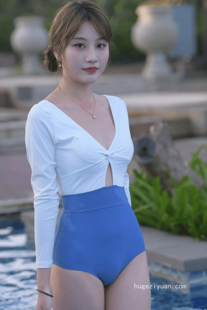 公园泳池玩水的丸子头小姐姐【512P】J4728-虎哥图库